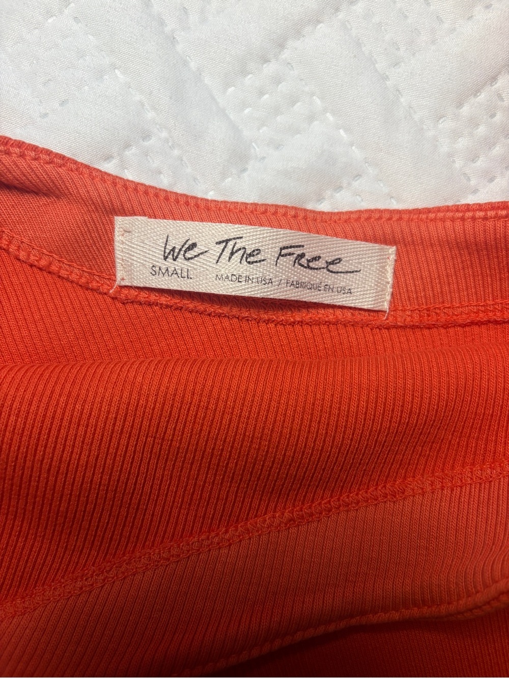 We The Free | Asymmetric Strap Ribbed Cotton Tank Top - Coral Orange - Picture 4 of 7